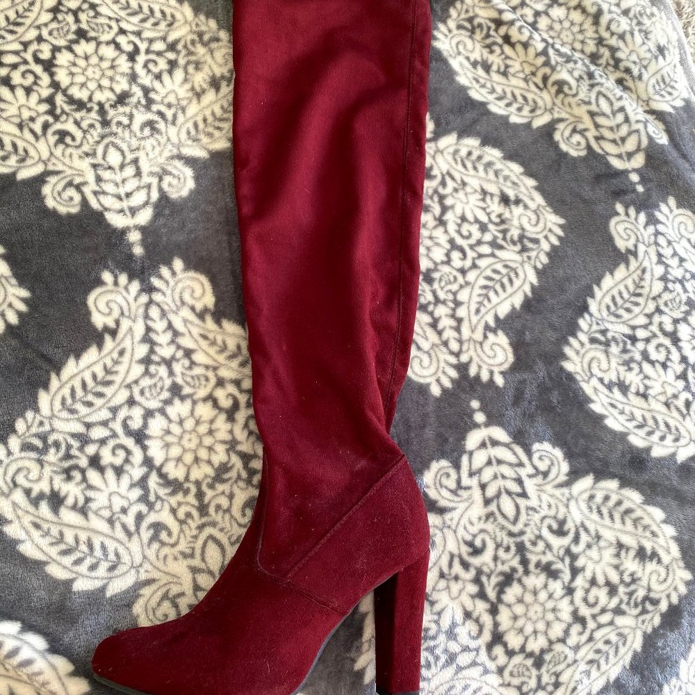 Over the knee, Burgundy Boots